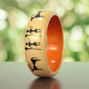 Tribal Print Wooden Bangle Bracelet Set